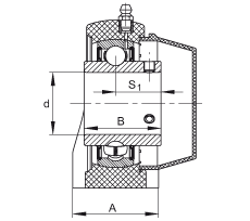 直立式軸承座單元 RASEY40-TV-VA, 塑料軸承座，內(nèi)圈帶平頭螺釘?shù)耐馇蛎媲蜉S承，耐腐蝕設(shè)計(jì)，R密封