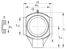 吊裝式軸承座單元 RTUEY30-TV-VA, 塑料軸承座，內(nèi)圈帶平頭螺釘?shù)耐馇蛎媲蜉S承，耐腐蝕設(shè)計(jì)，R 型密封