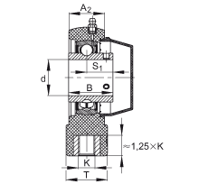 吊裝式軸承座單元 RTUEY30-TV-VA, 塑料軸承座，內(nèi)圈帶平頭螺釘?shù)耐馇蛎媲蜉S承，耐腐蝕設(shè)計(jì)，R 型密封