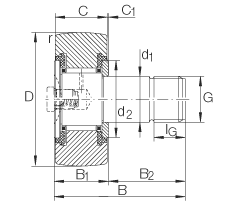 螺栓型滾輪 KR16-PP, 軸向引導(dǎo)，兩側(cè)用塑料推力平墊圈