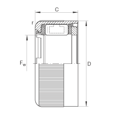 沖壓外圈滾柱離合器 HFL0606-KF-R, 滑動(dòng)或滾動(dòng)軸承布置，塑料彈簧，外圈滾花