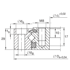交叉滾子軸承 XU080120, 無齒，兩側唇密封