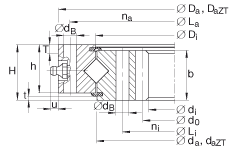 交叉滾子軸承 XI120288-N, 有內(nèi)齒，兩側(cè)唇密封