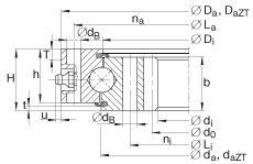 四點接觸球軸承 VI160288-N, 有內(nèi)齒，兩側(cè)唇密封