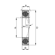 主軸軸承 HCB71930-C-T-P4S, 調(diào)節(jié)，成對或單元安裝，接觸角 α = 15°，陶瓷球，限制公差