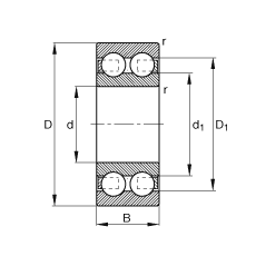 深溝球軸承 4205-B-TVH, 根據(jù) DIN 625-3 標(biāo)準(zhǔn)的主要尺寸，雙列