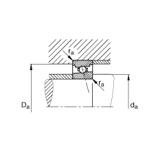 主軸軸承 HS71908-E-T-P4S, 調(diào)節(jié)，成對或單元安裝，接觸角 α = 25°，限制公差
