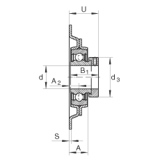 吊裝式軸承座單元 MSTU25, 鋼板軸承座，帶偏心鎖圈的外球面球軸承，P型密封，帶再潤滑結(jié)構(gòu)