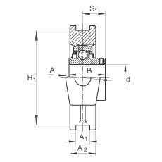 吊裝式軸承座單元 RTUEY30, 鑄鐵軸承座，內(nèi)圈帶平頭螺釘?shù)耐馇蛎媲蜉S承，R密封
