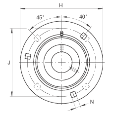 軸承座單元 GRA50, 帶三個/四個螺栓孔的法蘭的軸承座單元，沖壓鋼板，偏心鎖圈，P 型密封