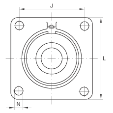 軸承座單元 PCCJ35, 帶四個螺栓孔的法蘭的軸承座單元，鑄鐵，雙列角接觸球軸承，P 型密封
