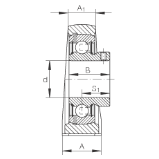 直立式軸承座單元 PSHEY15, 鑄鐵軸承座，內(nèi)圈帶平頭螺釘?shù)耐馇蛎媲蜉S承，P 型密封