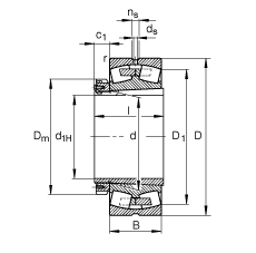 調(diào)心滾子軸承 23296-K-MB + H3296, 根據(jù) DIN 635-2 標準的主要尺寸, 帶錐孔和緊定套