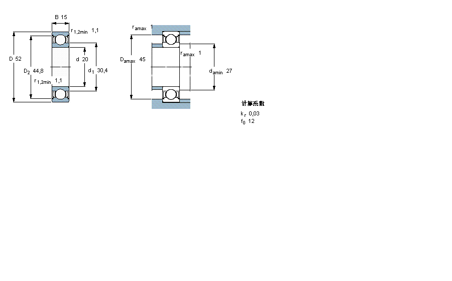 SKF 深溝球軸承, 單列, 兩面防塵罩6304-2Z樣本圖片