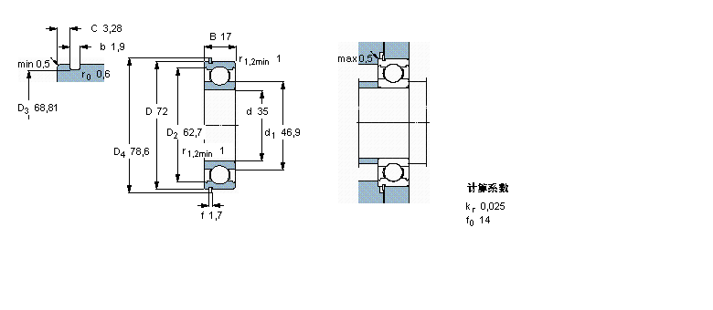 SKF 深溝球軸承, 單列，帶止動環(huán)槽, 無密封件6207NR樣本圖片