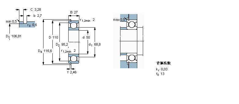SKF 深溝球軸承, 單列，帶止動環(huán)槽, 無密封件6310N樣本圖片