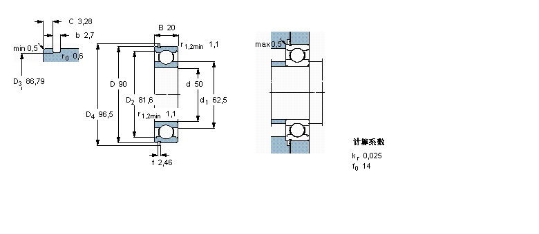 SKF 深溝球軸承, 單列，帶止動(dòng)環(huán)槽, 無(wú)密封件6210N樣本圖片