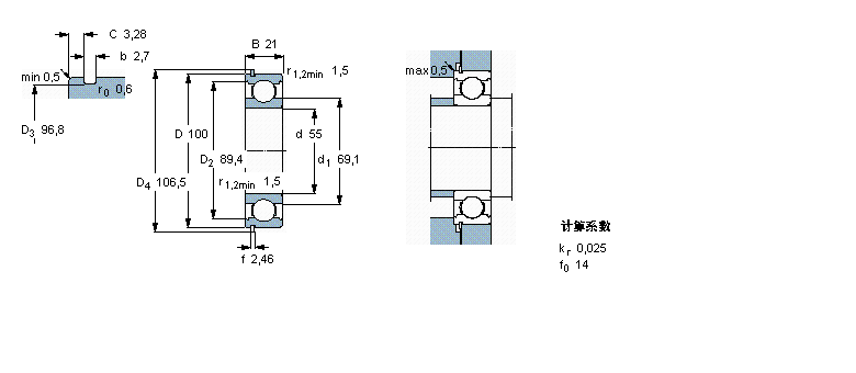 SKF 深溝球軸承, 單列，帶止動環(huán)槽, 無密封件6211NR樣本圖片