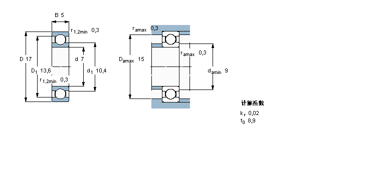 SKF 深溝球軸承, 單列，不銹鋼, 無(wú)密封件W619/7樣本圖片