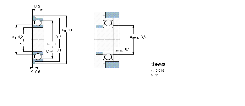 SKF 深溝球軸承, 單列，不銹鋼，帶法蘭, 無(wú)密封件W618/3R樣本圖片