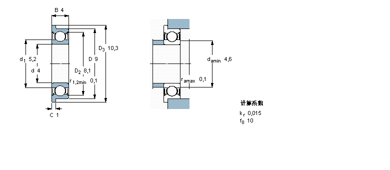 SKF 深溝球軸承, 單列，不銹鋼，帶法蘭, 兩面防塵罩W638/4-2ZR樣本圖片