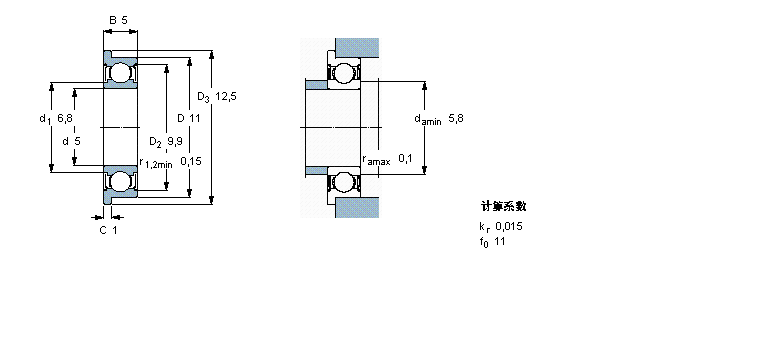 SKF 深溝球軸承, 單列，不銹鋼，帶法蘭, 兩面防塵罩W638/5-2ZR樣本圖片