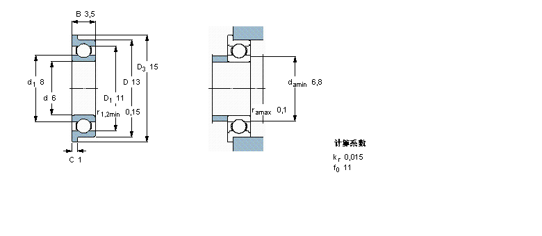 SKF 深溝球軸承, 單列，不銹鋼，帶法蘭, 無密封件W618/6R樣本圖片