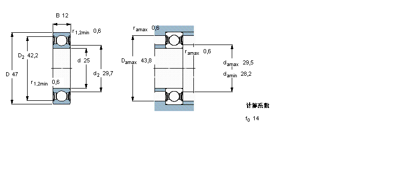 SKF 深溝球軸承, 單列陶瓷混合軸承, 低摩擦兩面密封件6005-2RSLTN9/HC5C3WT樣本圖片