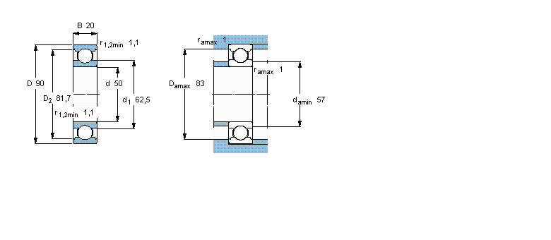 SKF 深溝球軸承, 用于高溫的深溝球軸承, 無密封件6210/VA201樣本圖片