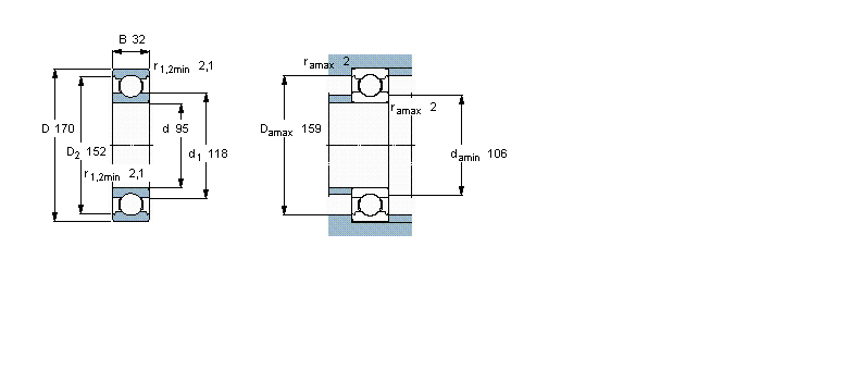SKF 深溝球軸承, 用于高溫的深溝球軸承, 無密封件6219/VA201樣本圖片