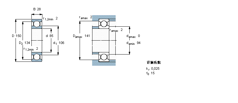 SKF 深溝球軸承, 單列, 含Solid Oil, 無密封件6217/W64樣本圖片