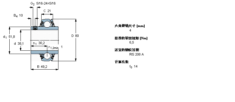 SKF Y-軸承, 帶平頭螺釘鎖定的, YAR 2-2RF/HVYAR208-108-2RF/HV樣本圖片