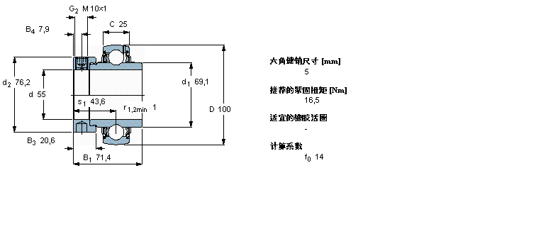 SKF Y-軸承, 帶偏心鎖定環(huán)的, YEL 2-2FYEL211-2F樣本圖片