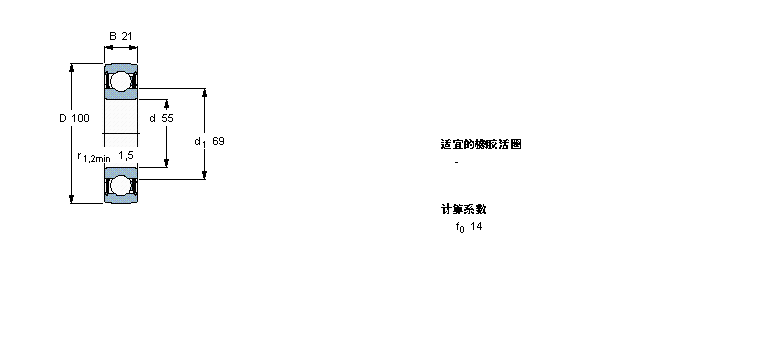 SKF Y-軸承, 帶標(biāo)準(zhǔn)內(nèi)圈的1726211-2RS1樣本圖片