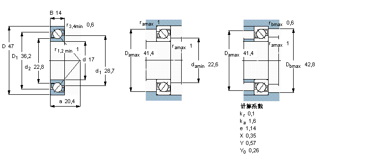 SKF 角接觸球軸承, 單列7303BEP樣本圖片