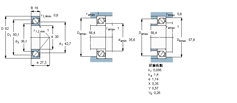 SKF 角接觸球軸承, 單列7206BEGAY樣本圖片
