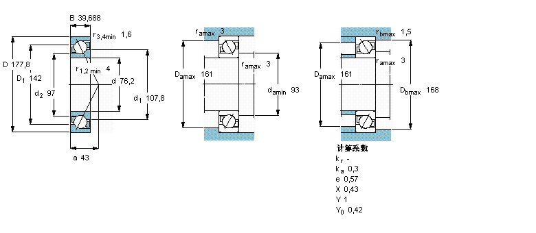 SKF 角接觸球軸承, 單列, 英制軸承AMS24ABP樣本圖片
