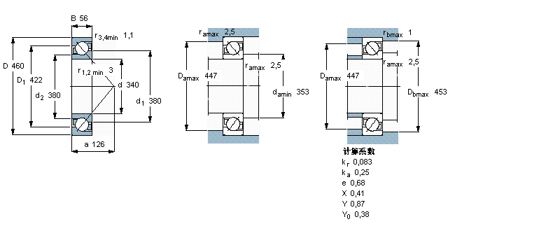 SKF 角接觸球軸承, 單列71968ACMB樣本圖片