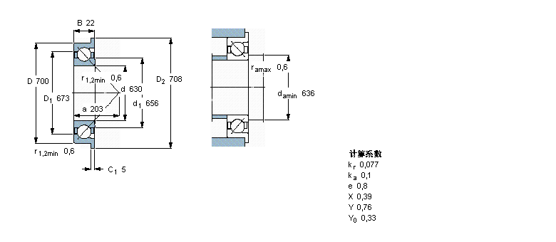 SKF 角接觸球軸承, 單列, 公制軸承, 外圈有擋邊BA1B311712樣本圖片