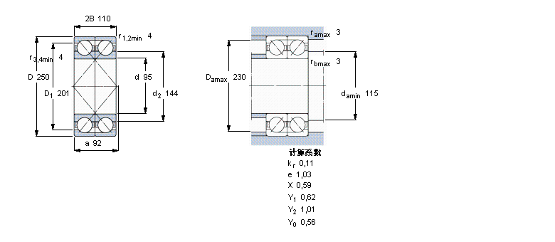 SKF 角接觸球軸承, 單列，用于配對安裝, 面對面配對2×7419CBM樣本圖片