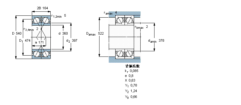 SKF 角接觸球軸承, 單列，用于配對安裝, 面對面配對2×7072AGM樣本圖片