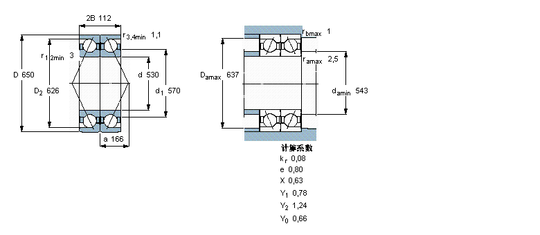 SKF 角接觸球軸承, 單列，用于配對(duì)安裝, 背對(duì)背配對(duì)2×718/530AGMB樣本圖片