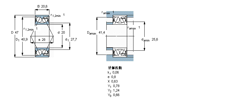 SKF 角接觸球軸承, 雙列, 兩面防塵罩3204A-2Z/MT33樣本圖片