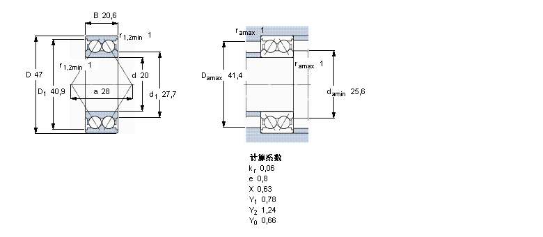 SKF 角接觸球軸承, 雙列, 無密封件3204ATN9樣本圖片