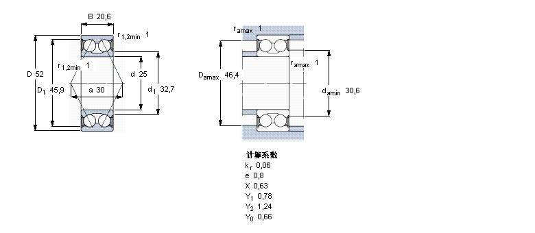 SKF 角接觸球軸承, 雙列, 兩面密封件5205A-2RS1樣本圖片