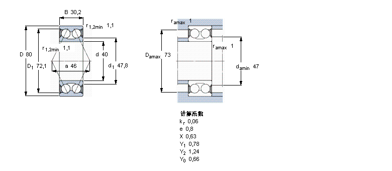 SKF 角接觸球軸承, 雙列, 兩面密封件5208A-2RS1樣本圖片