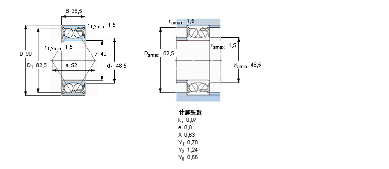 SKF 角接觸球軸承, 雙列, 兩面防塵罩5308E-2Z樣本圖片
