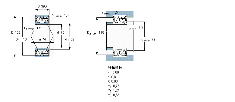 SKF 角接觸球軸承, 雙列, 兩面防塵罩3214A-2Z/MT33樣本圖片
