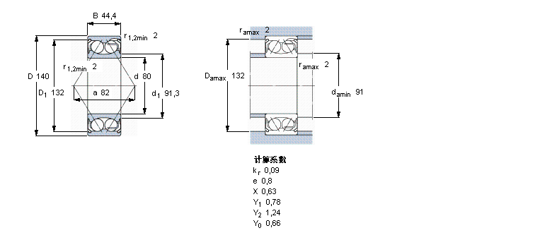 SKF 角接觸球軸承, 雙列, 兩面防塵罩5216E-2Z樣本圖片