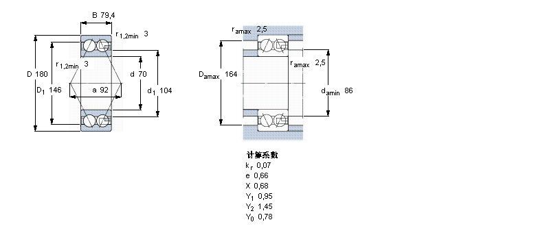 SKF 角接觸球軸承, 雙列, 無(wú)密封件5414A樣本圖片